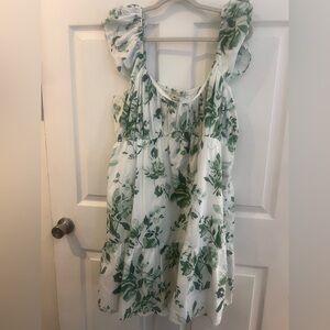 Abercrombie and Fitfu Floral Green and White Dress sz xxlt